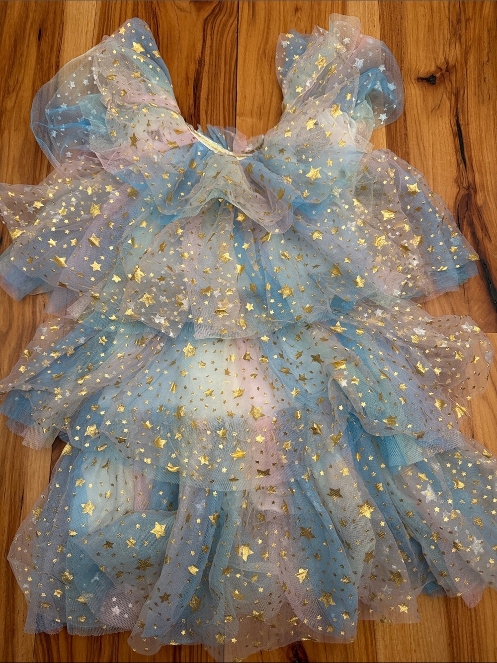 Lola + The Boys Blue, Pink & Gold Star Tulle Party Dress